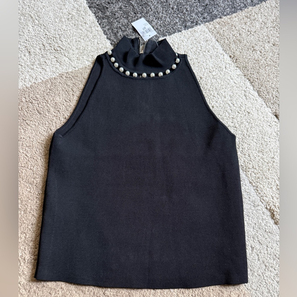 House of Harlow 1960 Women’s Black Top with Pearl Details- Size XS